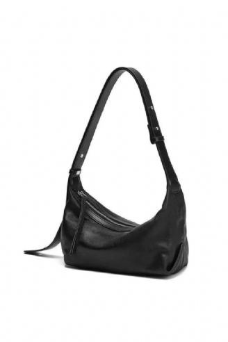 Elegant Sølv Svart Hobo Bag Skinn Dame Håndveske Luksus Skulderveske