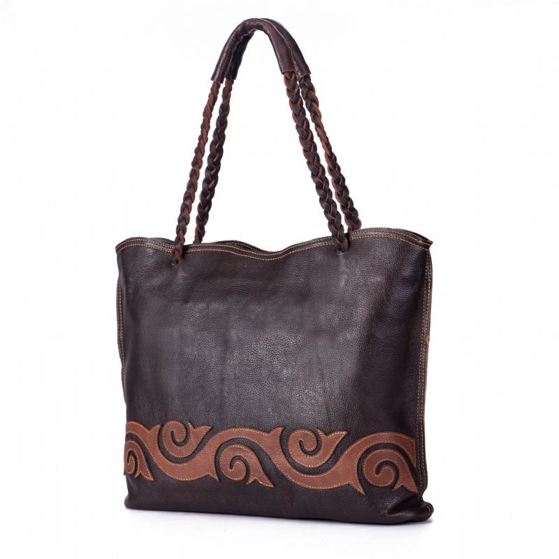 Korn Ekte Skinn Famous Luxury Damer Skulderveske Dame Designer Kvinnelig Vintage Tote - Svart