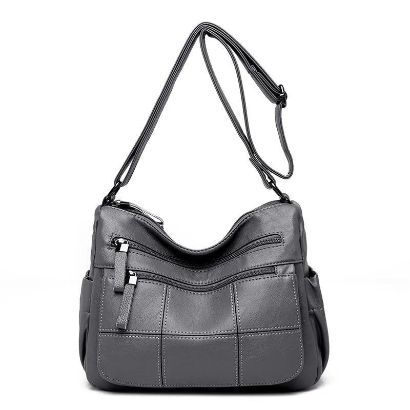 Kvinner Messenger Bag Skinn Skulderveske Casual Square Mom Bag Kvinnelige Crossbody Vesker - Rød