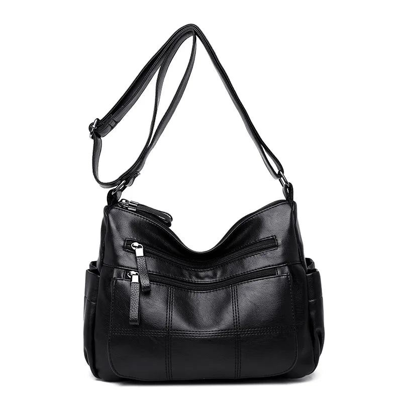 Kvinner Messenger Bag Skinn Skulderveske Casual Square Mom Bag Kvinnelige Crossbody Vesker - Rød