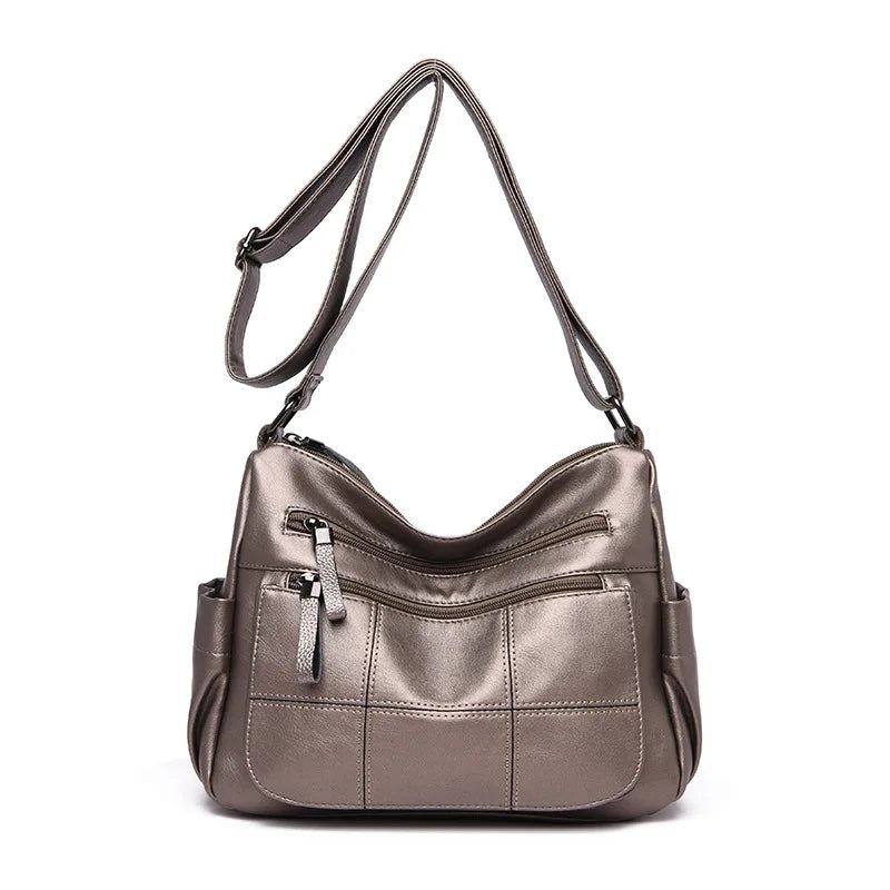 Kvinner Messenger Bag Skinn Skulderveske Casual Square Mom Bag Kvinnelige Crossbody Vesker - Rød