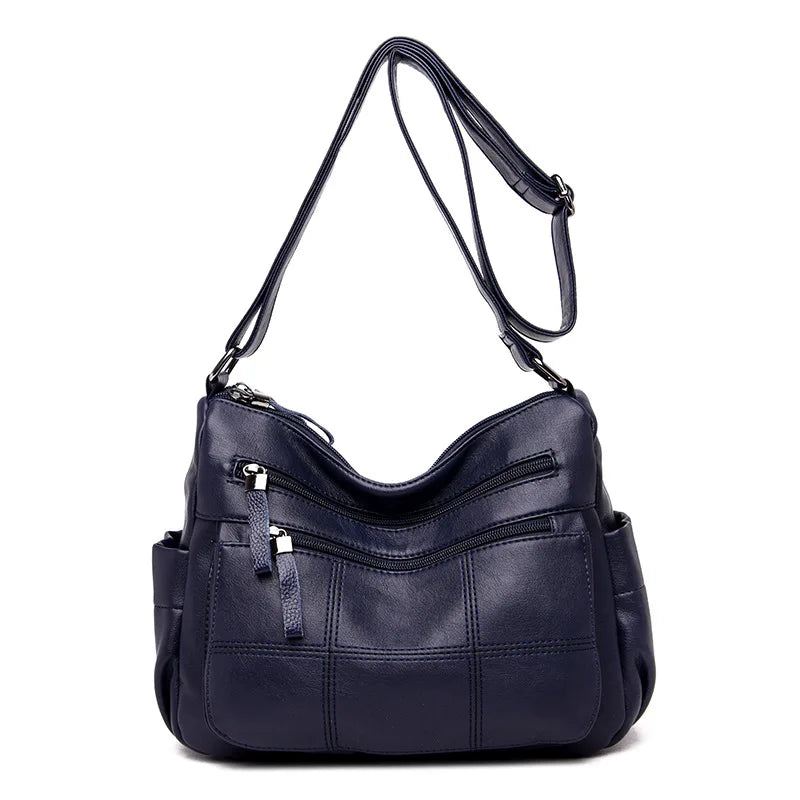 Kvinner Messenger Bag Skinn Skulderveske Casual Square Mom Bag Kvinnelige Crossbody Vesker - Rød