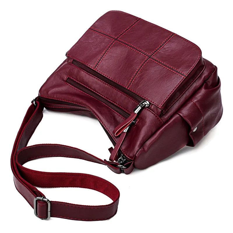 Kvinner Messenger Bag Skinn Skulderveske Casual Square Mom Bag Kvinnelige Crossbody Vesker - Rød