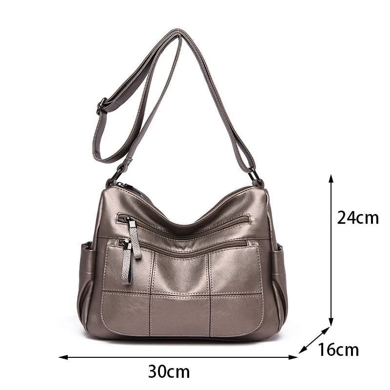 Kvinner Messenger Bag Skinn Skulderveske Casual Square Mom Bag Kvinnelige Crossbody Vesker - Rød