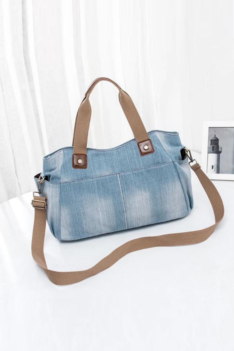 Luksusvesker For Kvinner Stor Kapasitet Håndveske Denim Tote Bag Kvinnelig Skulderveske