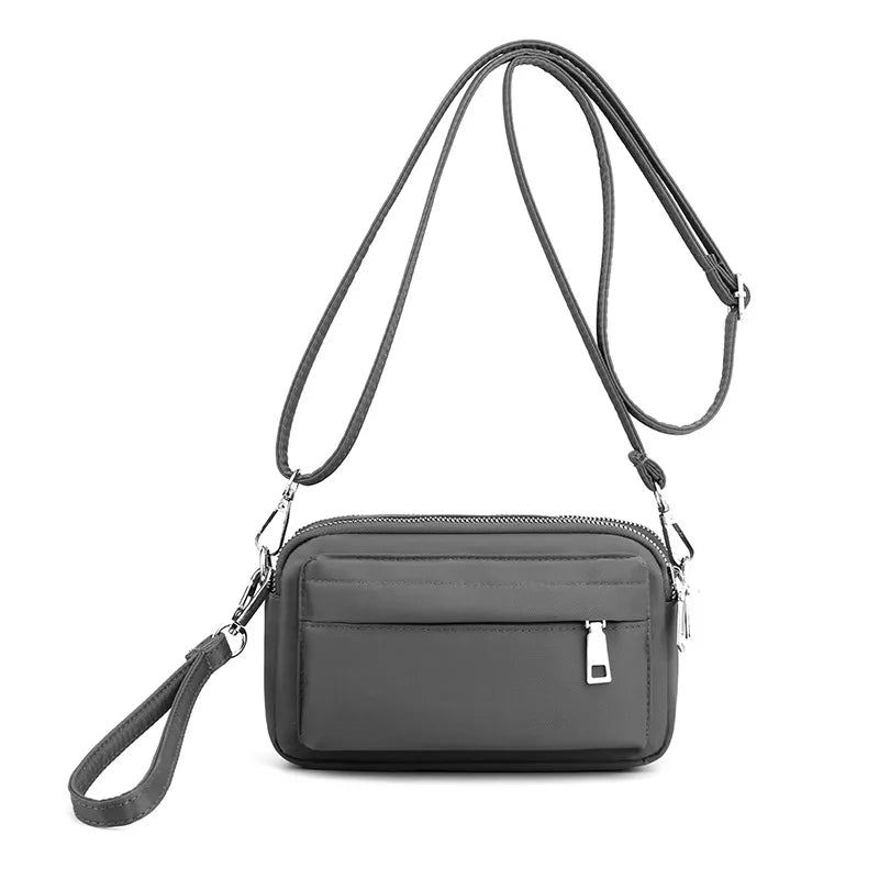 Uformell Mobiltelefonveske Kvinne Nylon Clutch Lett Utendørs Reise Skuldervesker Solid Messenger Bag For Kvinner - Svart