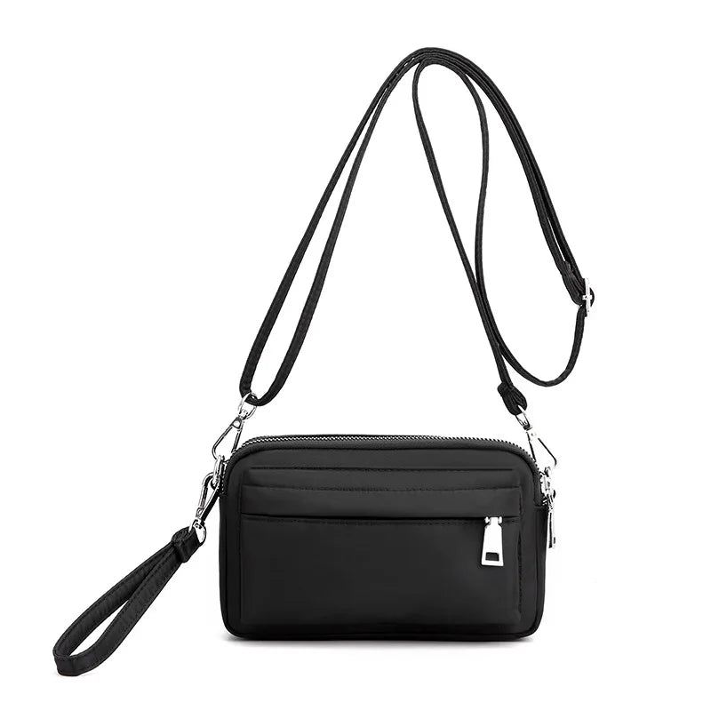 Uformell Mobiltelefonveske Kvinne Nylon Clutch Lett Utendørs Reise Skuldervesker Solid Messenger Bag For Kvinner - Svart