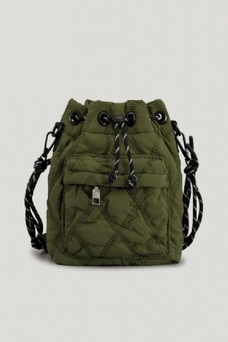 Uformelt Nylonpolstret Skuldervesker For Kvinner Quiltet Snøring Crossbody-veske Vintage Bøtteveske Liten Veske Damevesker Vinter