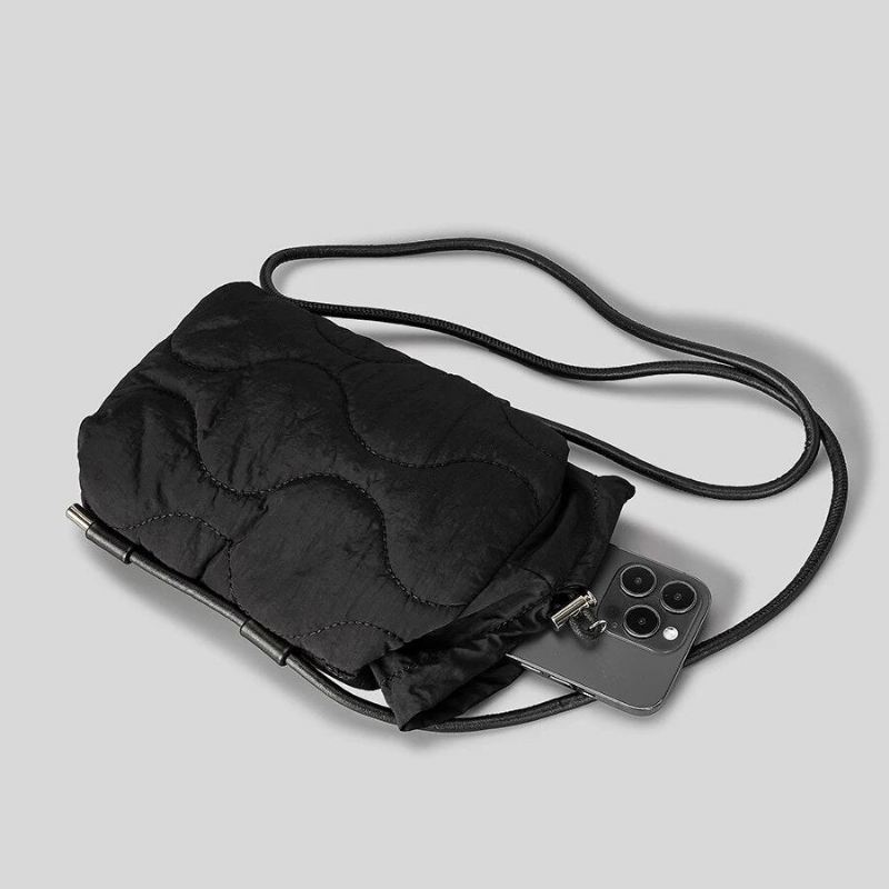 Vattert Polstret Crossbody-vesker For Kvinner Designer Dun-bomullsskulderveske Casual Nylon Messenger Bag Small - Svart