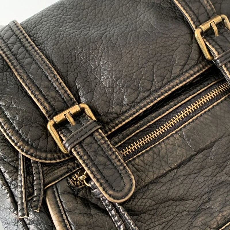 Veske For Kvinner Vintage Skulderveske Crossbody Bag Myk Stor Kapasitet Motorsykkelveske Skinnveske - Grå