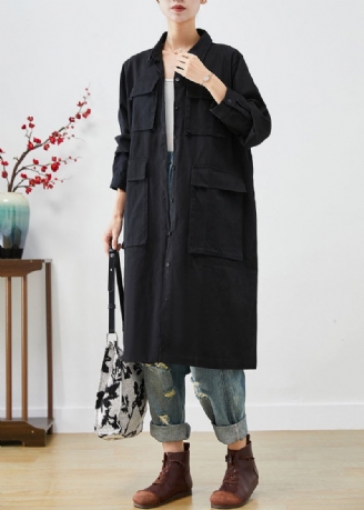 Bohemian Black Oversized Lommer Cotton Trench Fall