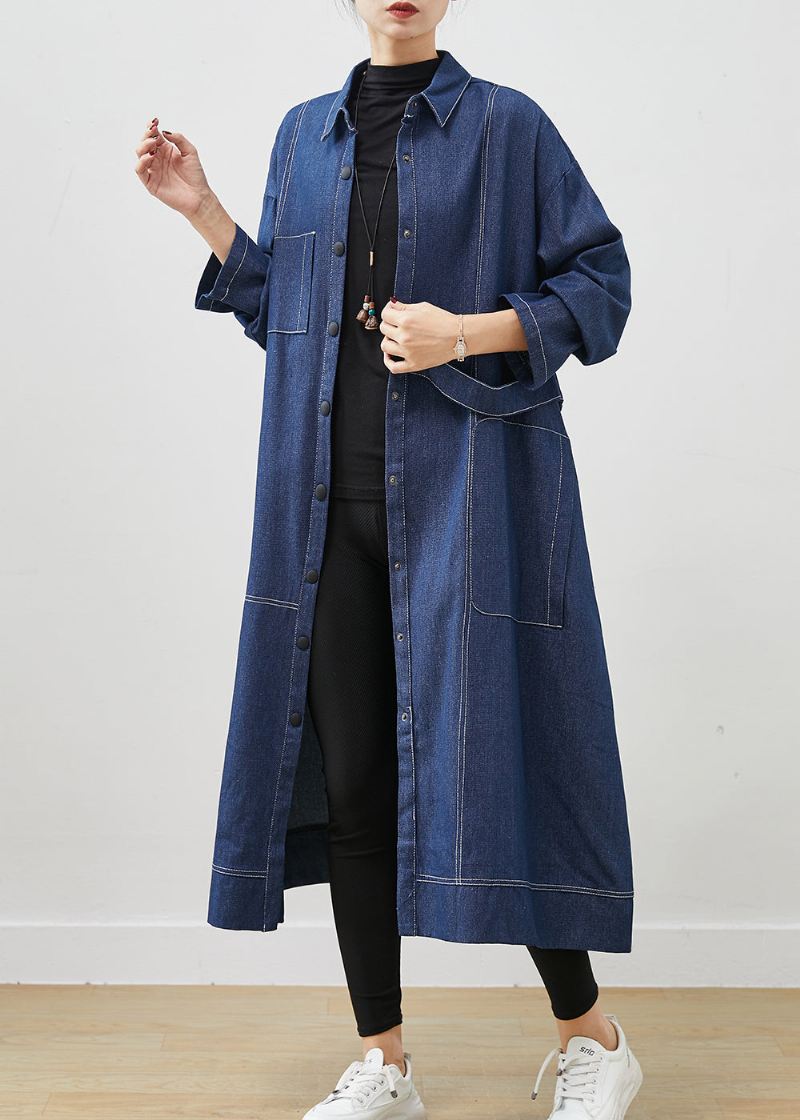 Bohemian Navy Oversized Lommer Denim Coat Spring