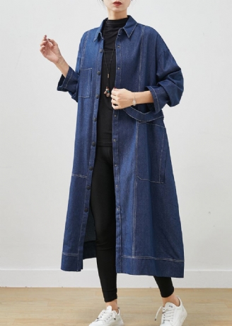 Bohemian Navy Oversized Lommer Denim Coat Spring