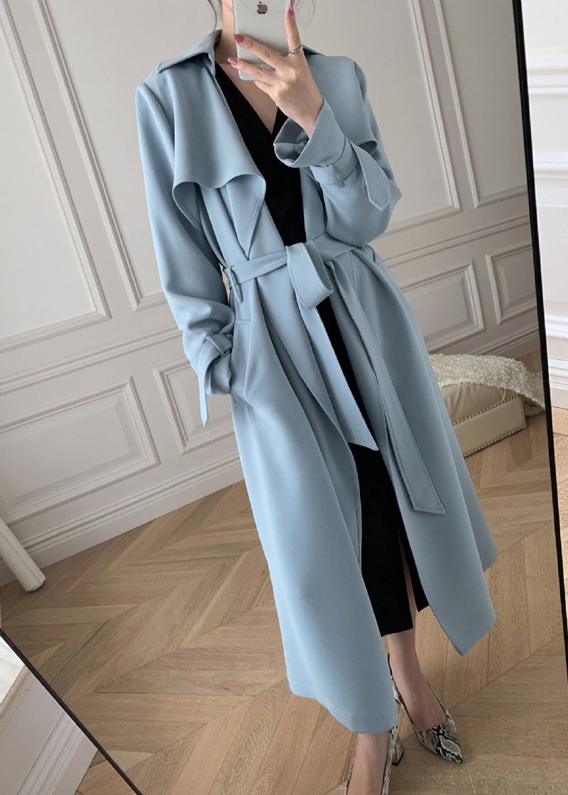 Boutique Blå Peter Pan Kragelommer Trench Coats Langermet - Blå