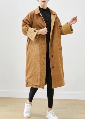 Boutique Coffee Overdimensjonert Slitasje På Begge Sider Corduroy Trench Coat Fall