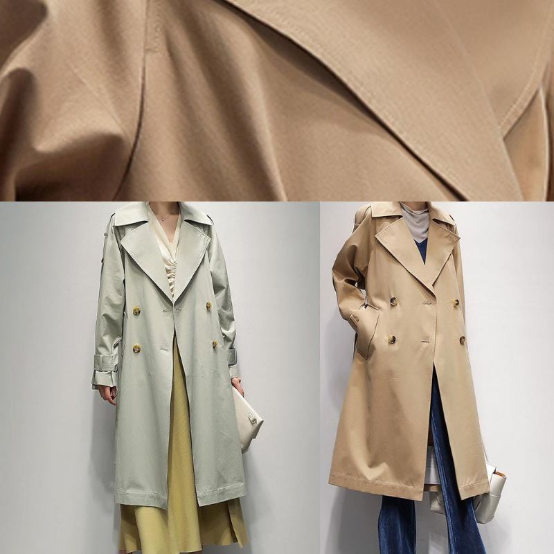 Diy Khaki Plus Size Lange Kåper Mote-ideer Jakker Med Hakklommer - Trenchcoats for kvinner