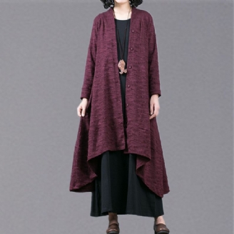 Elegant Lilla Jacquard Maxi Kåpe Trendy Plus Size Baggy Stor Fald Asymmetrisk Design Trench Coat Fin Patchwork