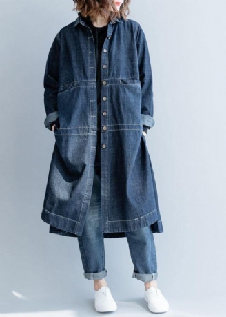 Elegant Side Åpen Fine Kåper Kvinner Denim Blå Løse Jakker Fall