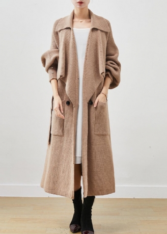 Enkel Khaki Hakk Oversized Lommer Strikk Trench Spring