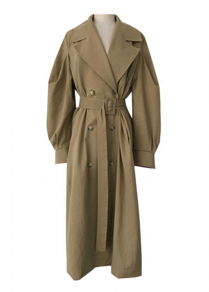 Fransk Khaki Oversized Dobbel Breast Cotton Trench Coats Spring - Trenchcoats for kvinner