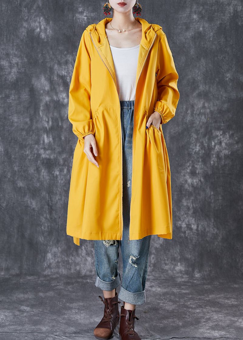 Franske Gule Hettelommer Trench Coats Høst - Trenchcoats for kvinner