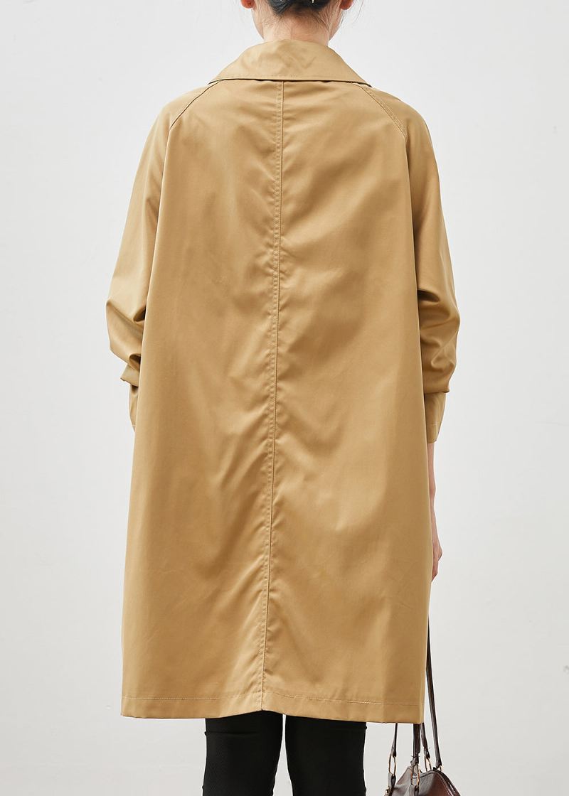 Khaki Lommer Cotton Coat Outwear Oversized Spring - Trenchcoats for kvinner