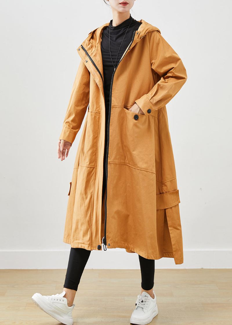 Khaki Loose Cotton Trench Coats Hettelommer Fall