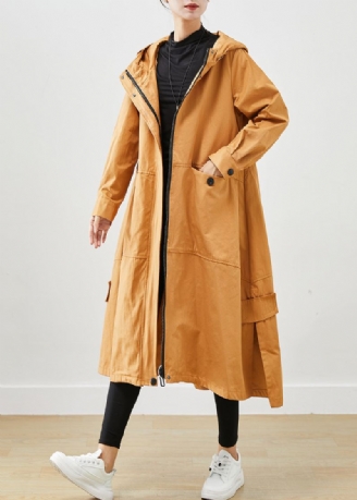 Khaki Loose Cotton Trench Coats Hettelommer Fall