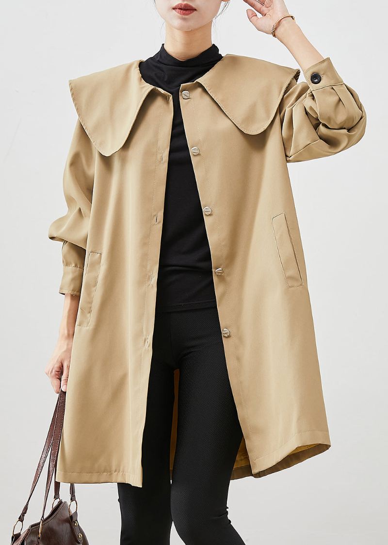 Khaki Oversized Cotton Coat Trench Peter Pan Krage Fall