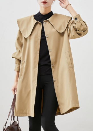 Khaki Oversized Cotton Coat Trench Peter Pan Krage Fall