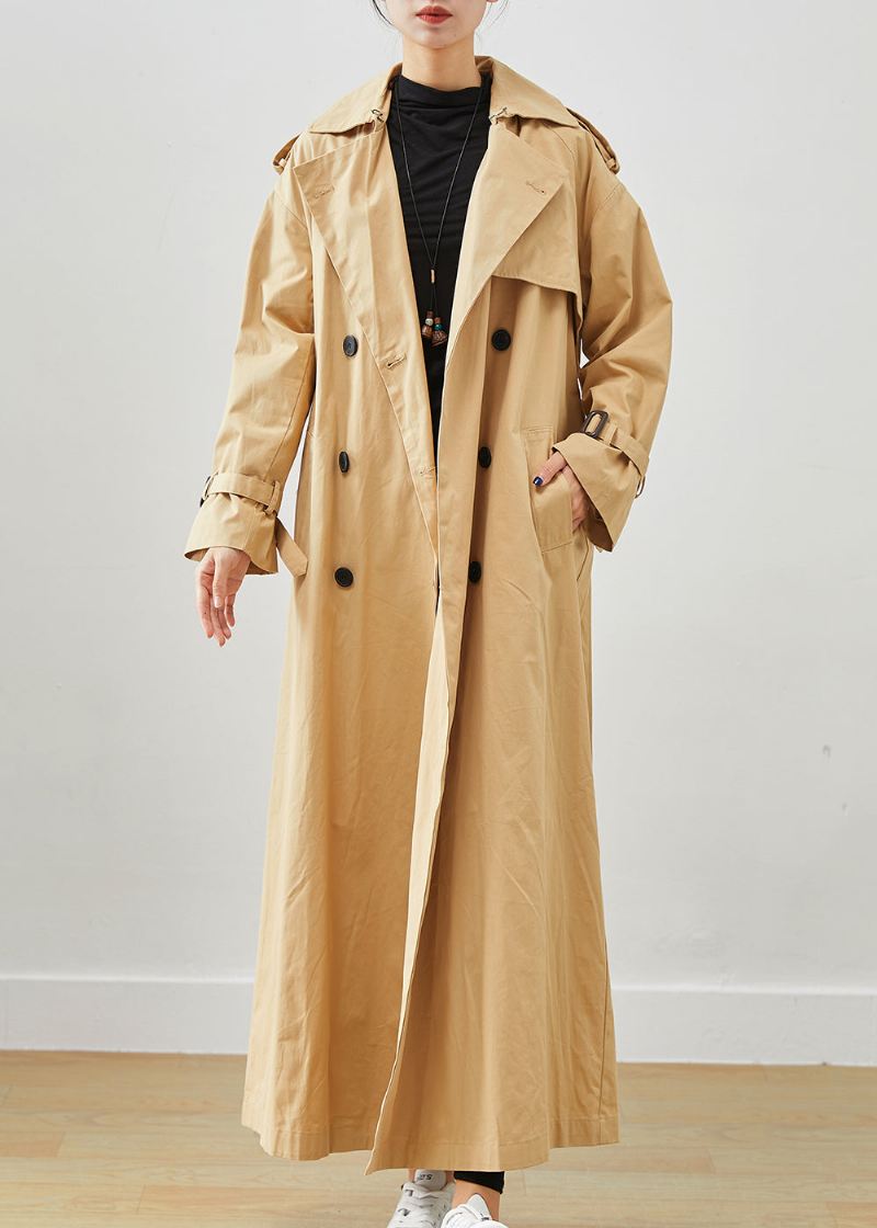 Klassisk Khaki Oversized Double Breast Cotton Trench Fall - Trenchcoats for kvinner