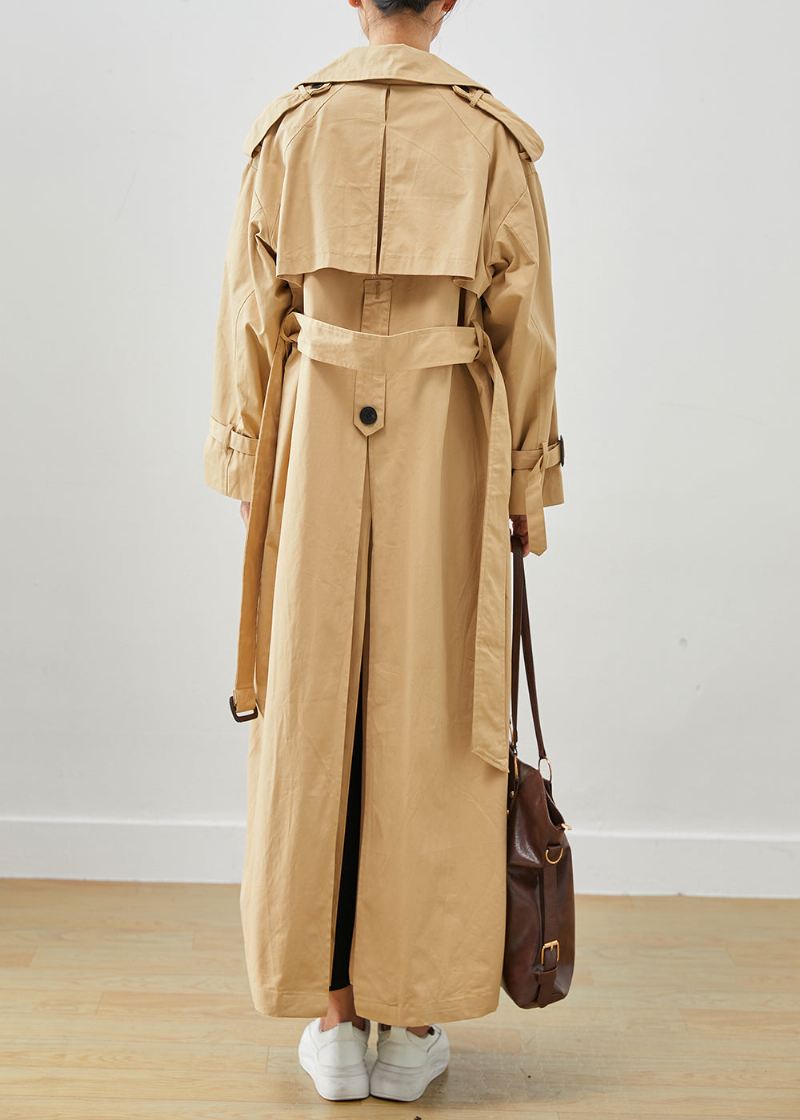 Klassisk Khaki Oversized Double Breast Cotton Trench Fall - Trenchcoats for kvinner