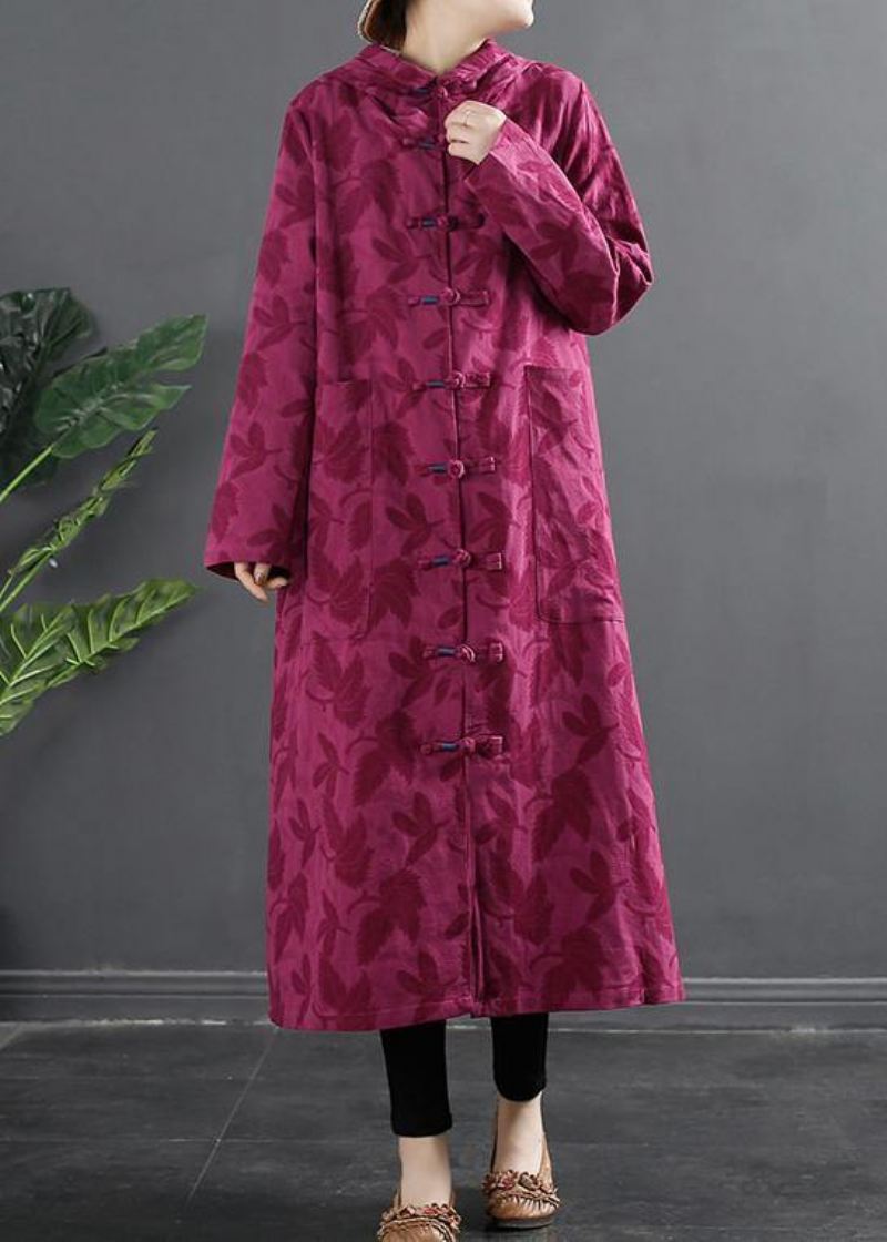 Kvinner Hette Kinesisk Knapp Rose Jacquard Robes Kjole