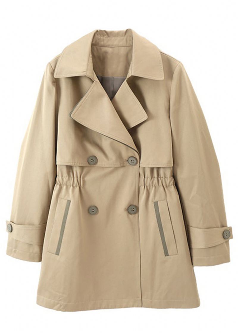 Kvinner Khaki Doble Brystlommer Patchwork Cotton Trench Coats Høst - Trenchcoats for kvinner