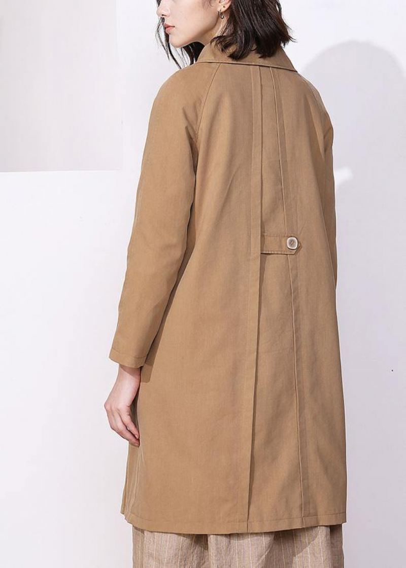 Kvinner Khaki Fin Trenchcoat Inspirasjon Lange Armer Vårjakker - Trenchcoats for kvinner