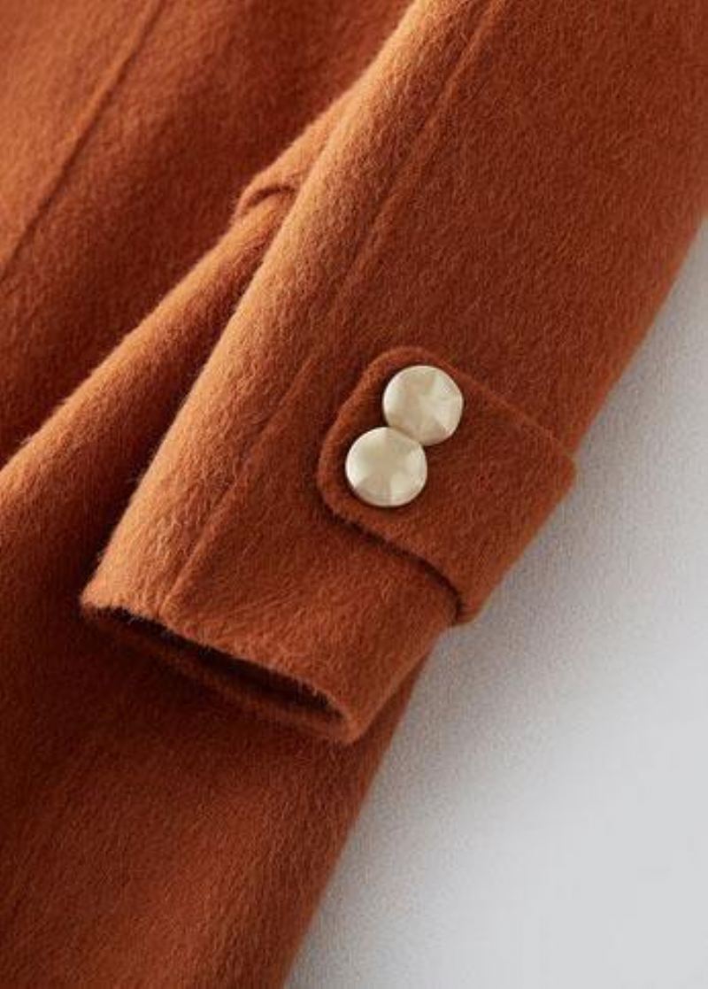 Luksus Oversize Trenchcoat Pelskrage Brun Utkantet Ullfrakk - Trenchcoats for kvinner