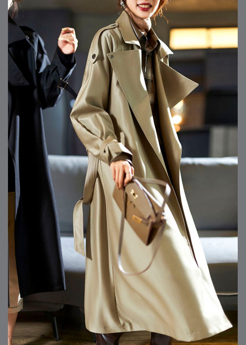 Moderne Khaki Hakk Lommer Sashes Trench Coat Fall - Khaki