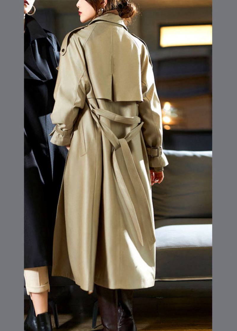 Moderne Khaki Hakk Lommer Sashes Trench Coat Fall - Khaki