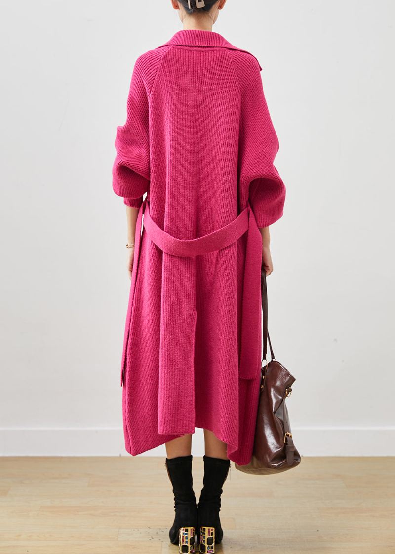 Moderne Rose Overdimensjonerte Lommer Strikk Coat Yttertøy Spring - Trenchcoats for kvinner