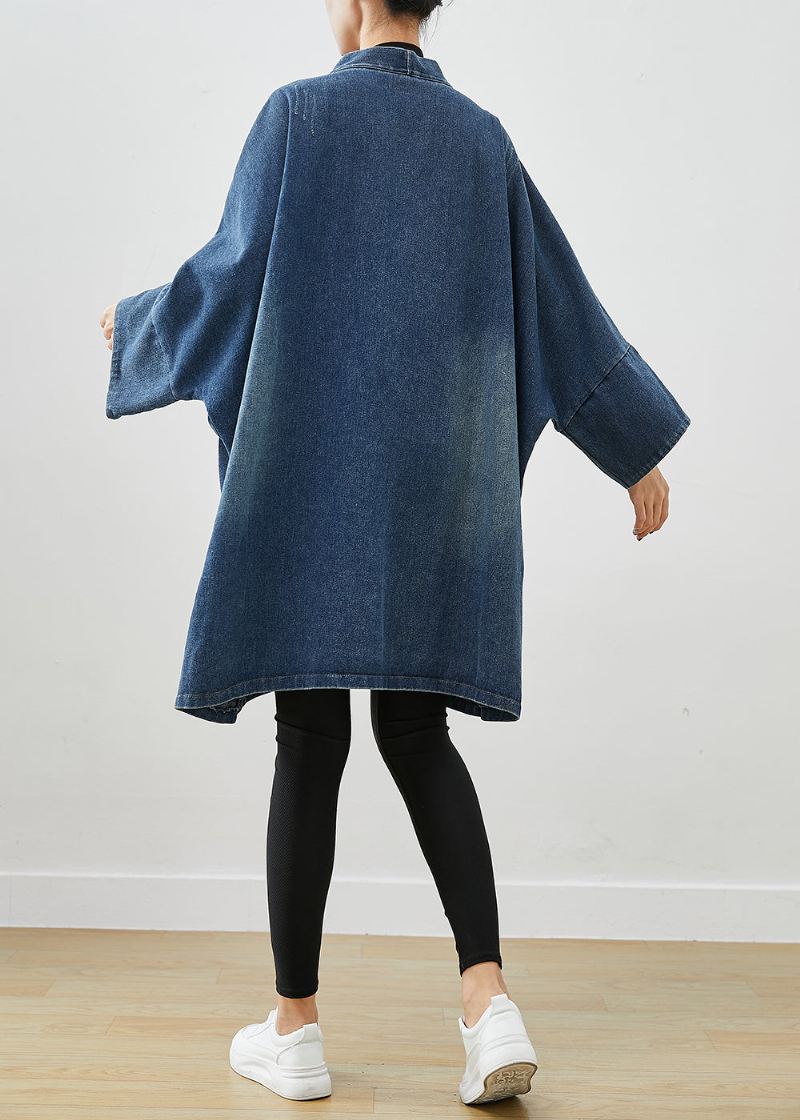 Mote Blå Oversized Patchwork Denim Coats Høst - Trenchcoats for kvinner