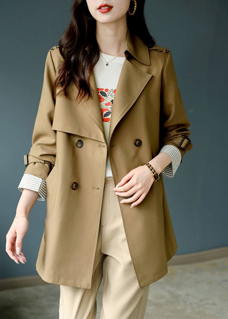 Mote Khaki Hakk Trench Coat Langermet - Trenchcoats for kvinner