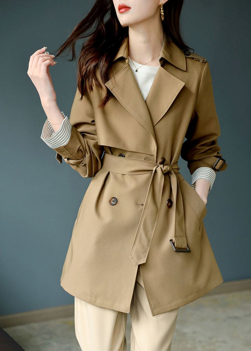 Mote Khaki Hakk Trench Coat Langermet - Trenchcoats for kvinner