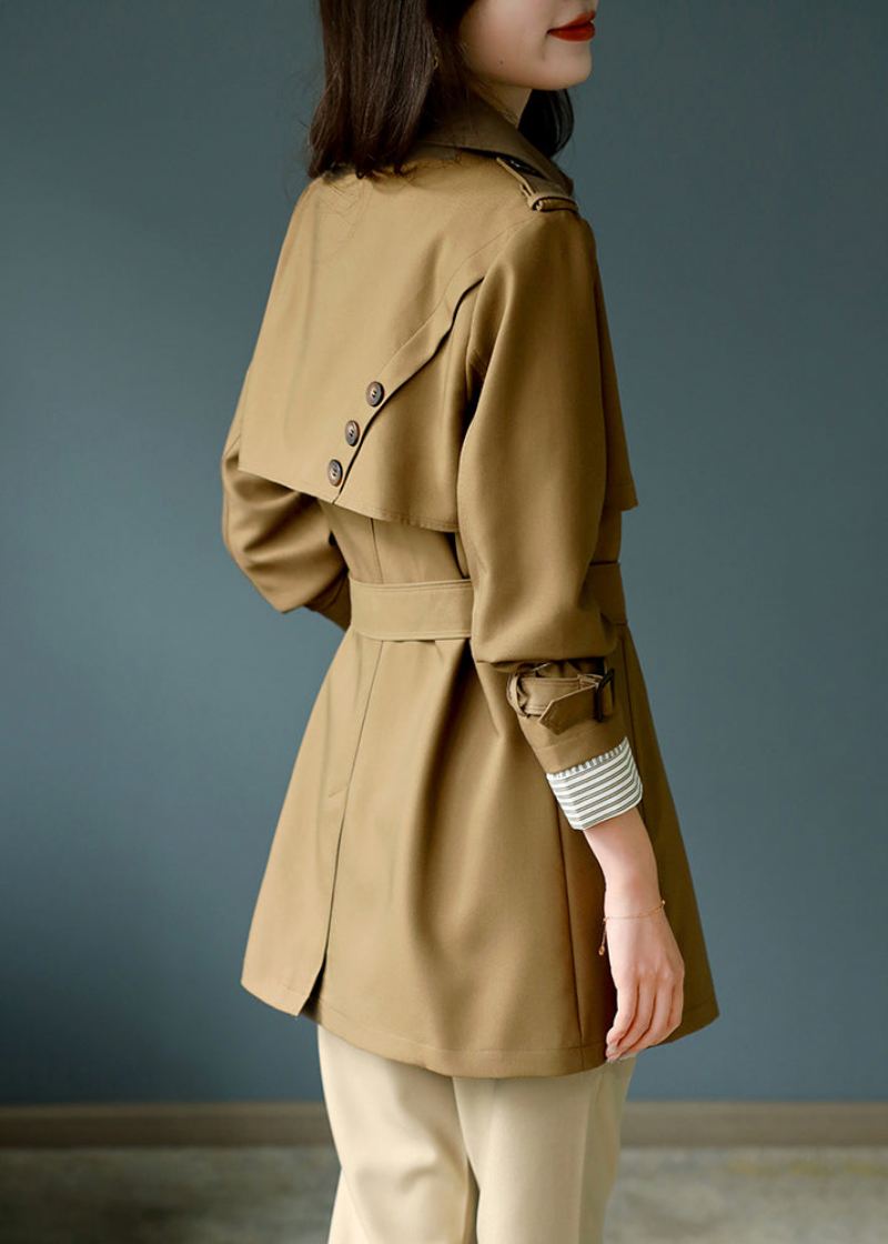 Mote Khaki Hakk Trench Coat Langermet - Trenchcoats for kvinner