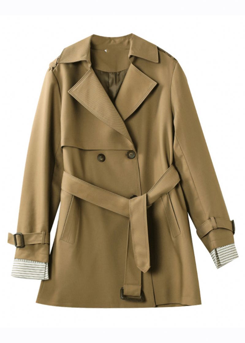 Mote Khaki Hakk Trench Coat Langermet - Trenchcoats for kvinner