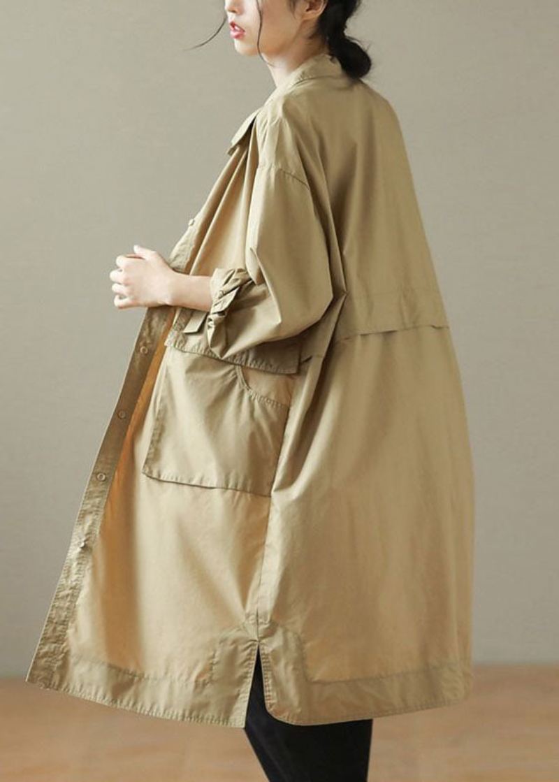 Mote Khaki Peter Pan Krage Mid Trench Coats Langermet - Khaki