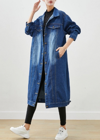 Moteblå Oversized Button Down Denim Trench Fall