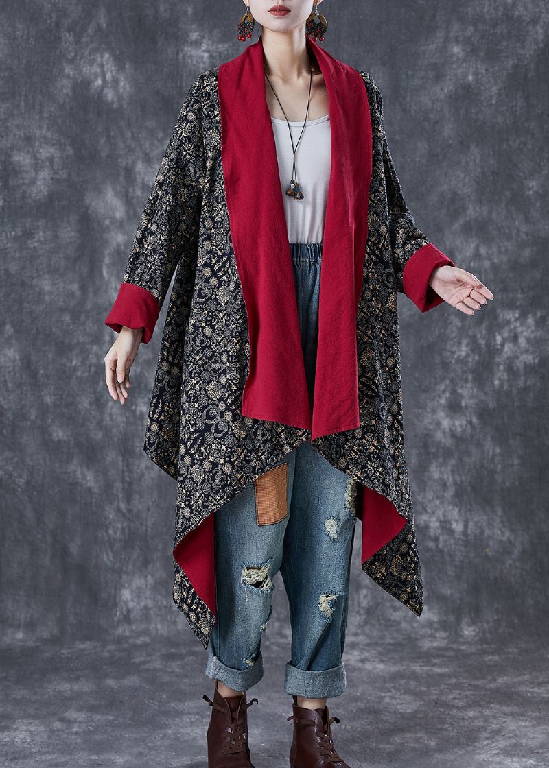 Mulberry Print Cotton Trench Asymmetrisk Slitasje På Begge Sider Fall - Trenchcoats for kvinner