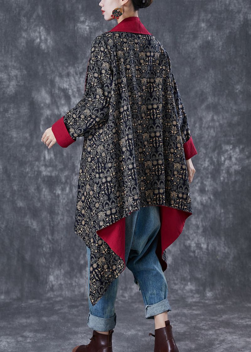 Mulberry Print Cotton Trench Asymmetrisk Slitasje På Begge Sider Fall - Trenchcoats for kvinner