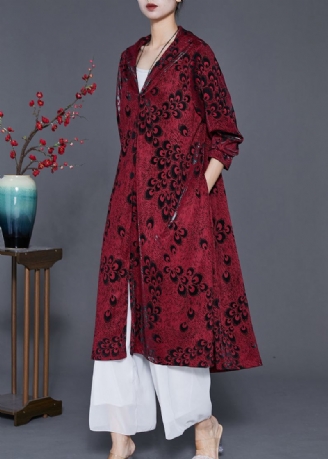 Mulberry Print Spandex Trench Coats Overdimensjonert Vår