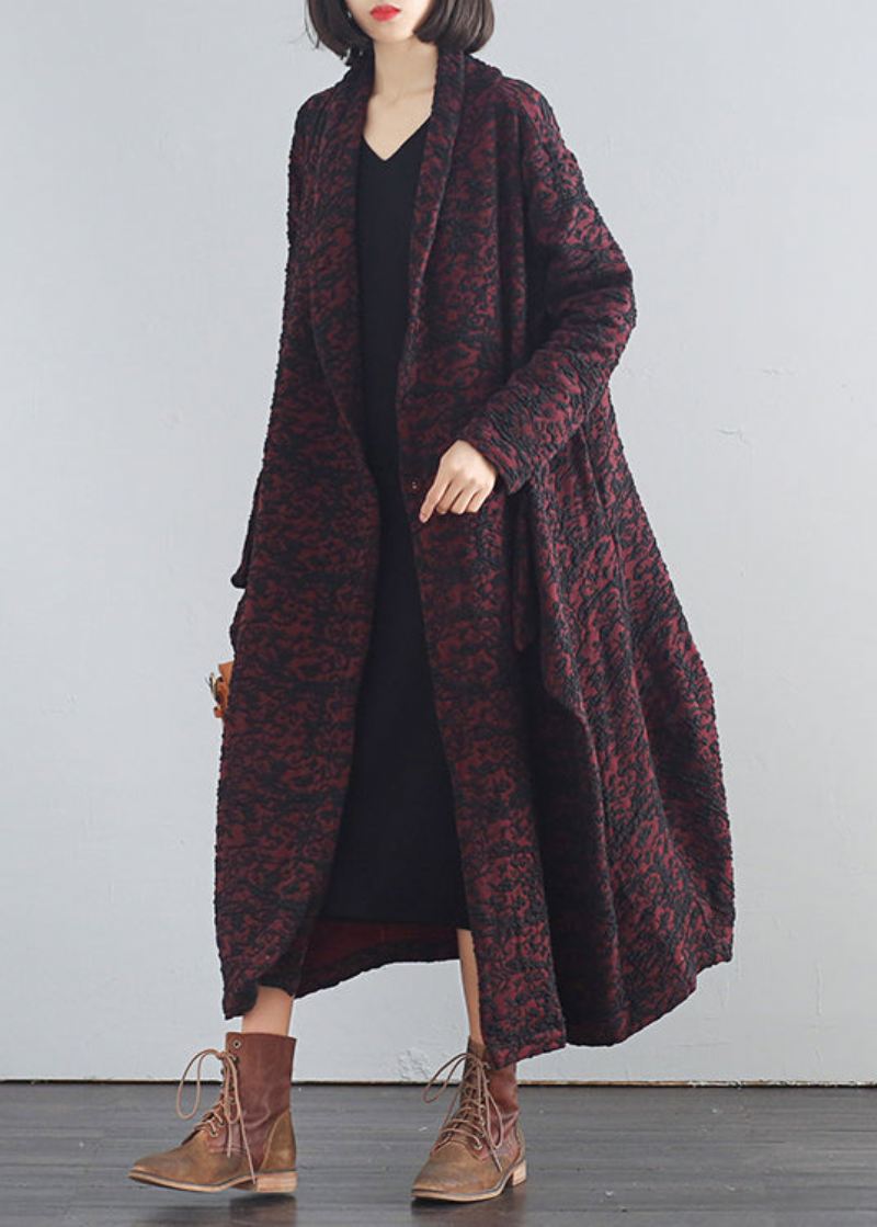 Mulberry V-hals Print Button Trench Coats Fall - Mulberry